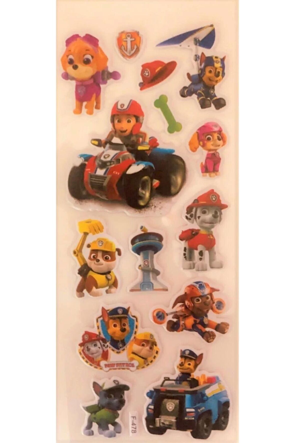 Paw Patrol Karakterleri 3 set sticker Chase, Marshall, Zuma, Skye, Rubble, Rocky