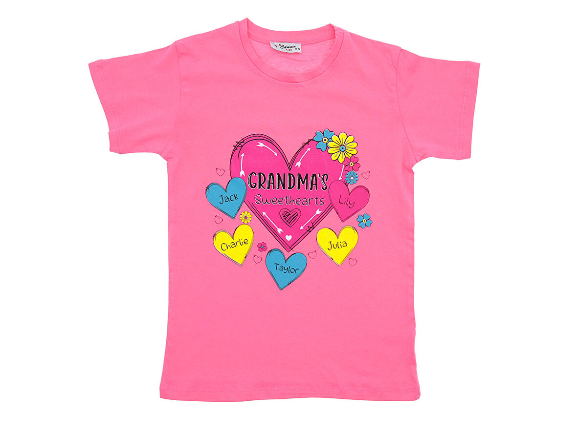 Kız Çocuk T-Shirt Kalp Baskılı