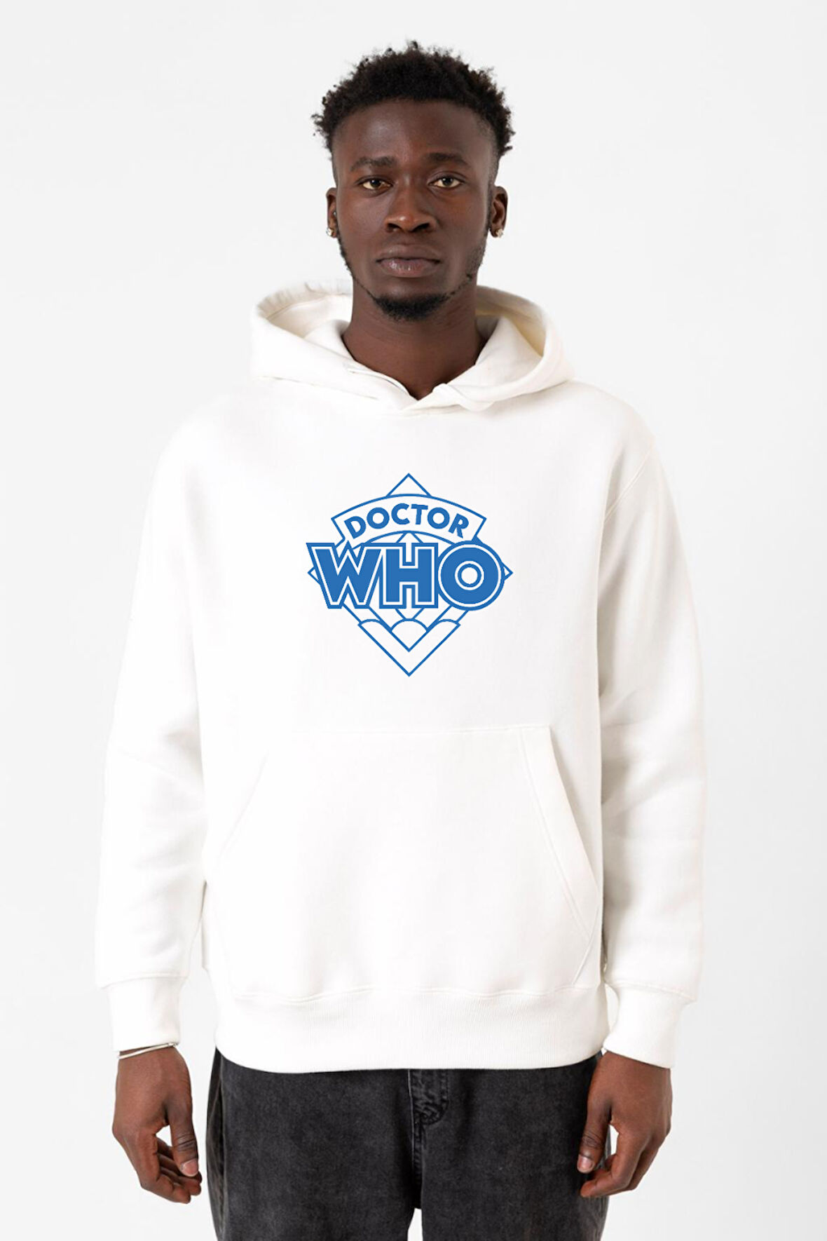 Doctor Who New Beyaz Erkek 3ip Kapşonlu Sweatshirt