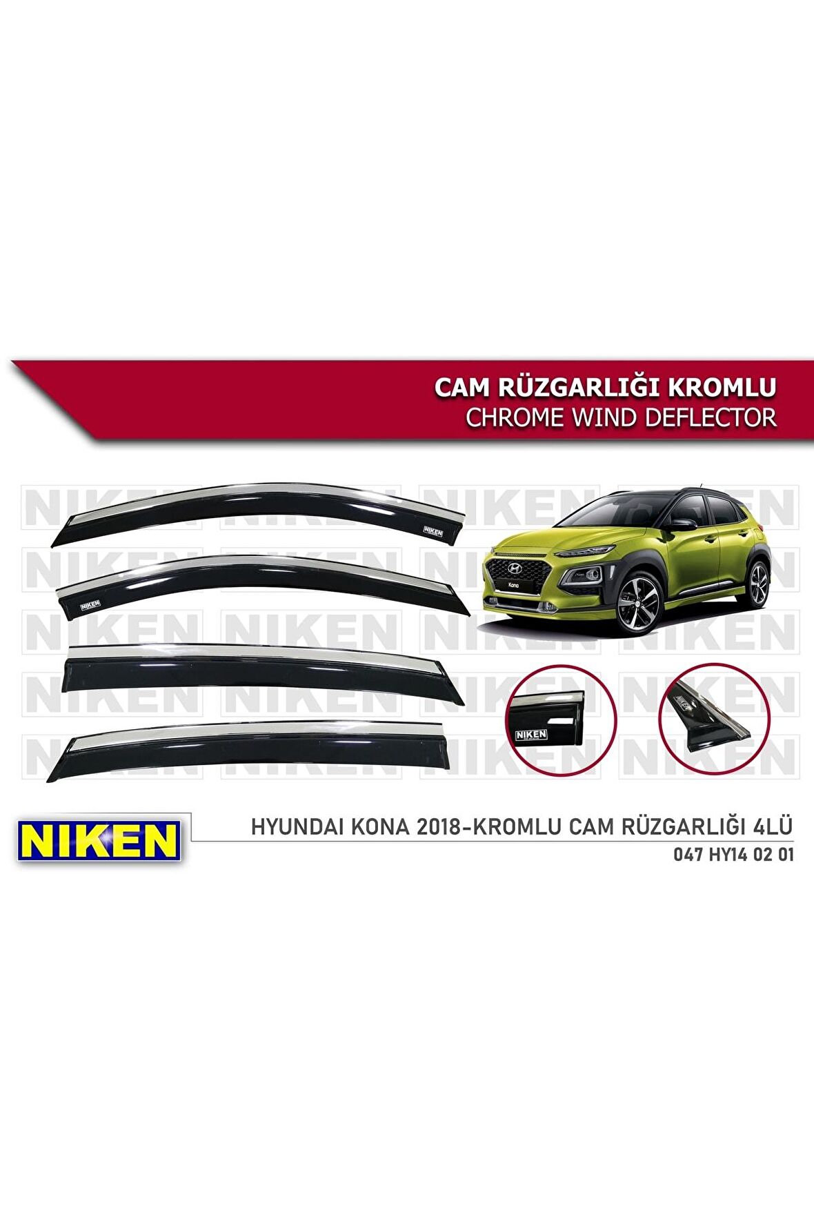 Hyundai Kona Kromlu Cam Rüzgarlığı 2018 Sonrası Uyumlu 047hy140201