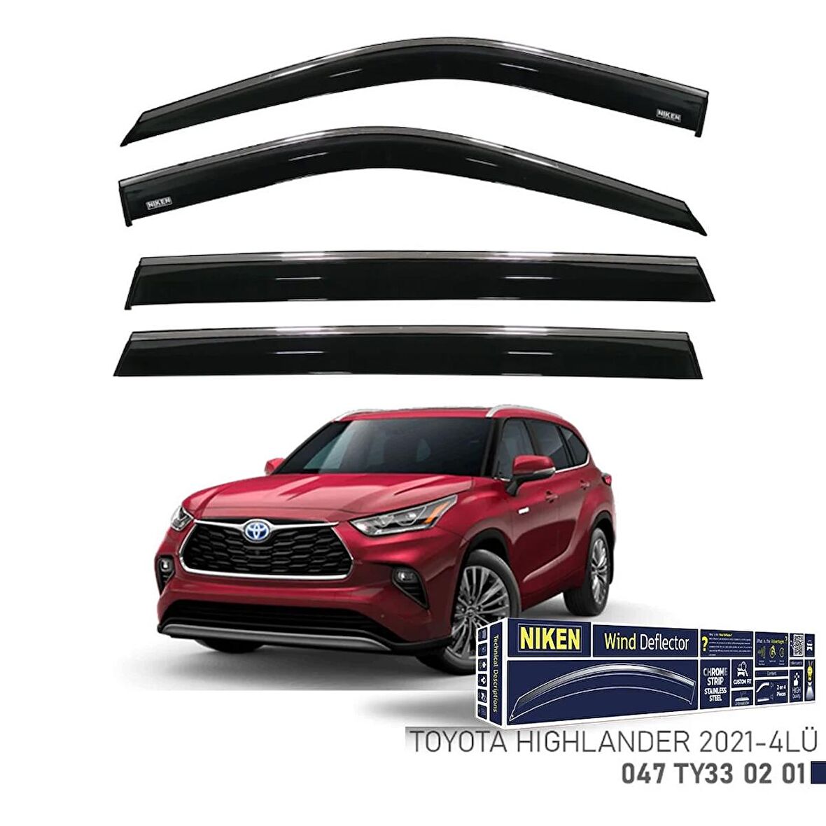 Toyota Highlander Kromlu Cam Rüzgarlığı Niken 2021+