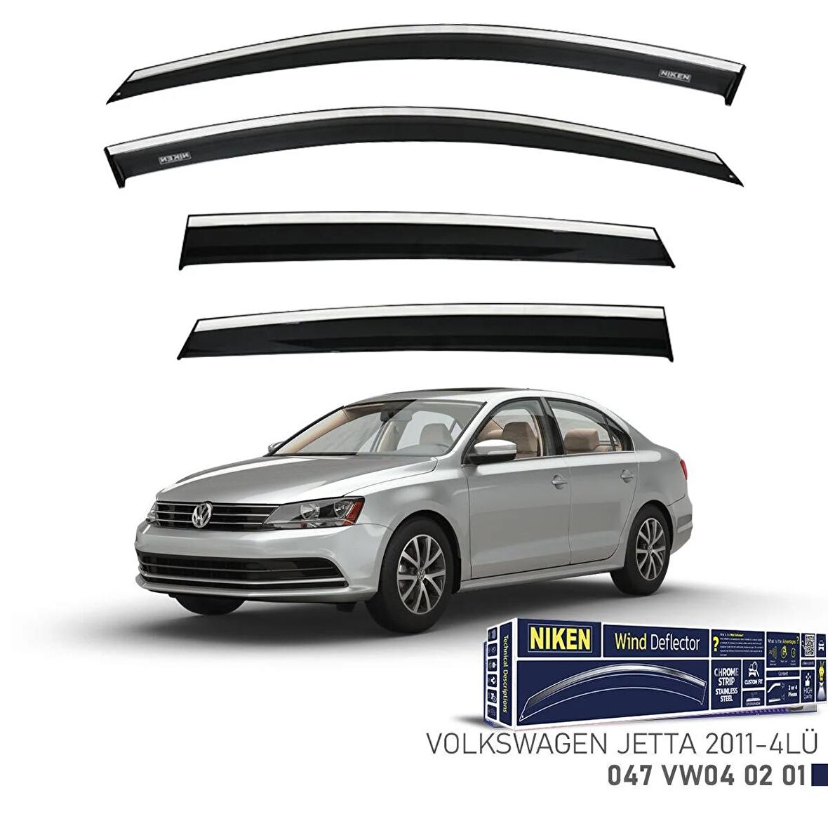 Vw Jetta Kromlu Cam Rüzgarlığı Niken 2011+ sonrası uyumlu