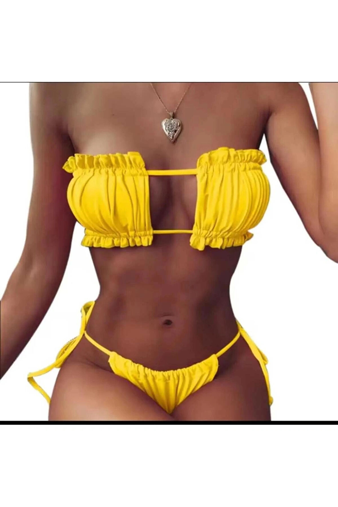 Brezilya Model Büzgülü Bağlamalı Bikini Takım