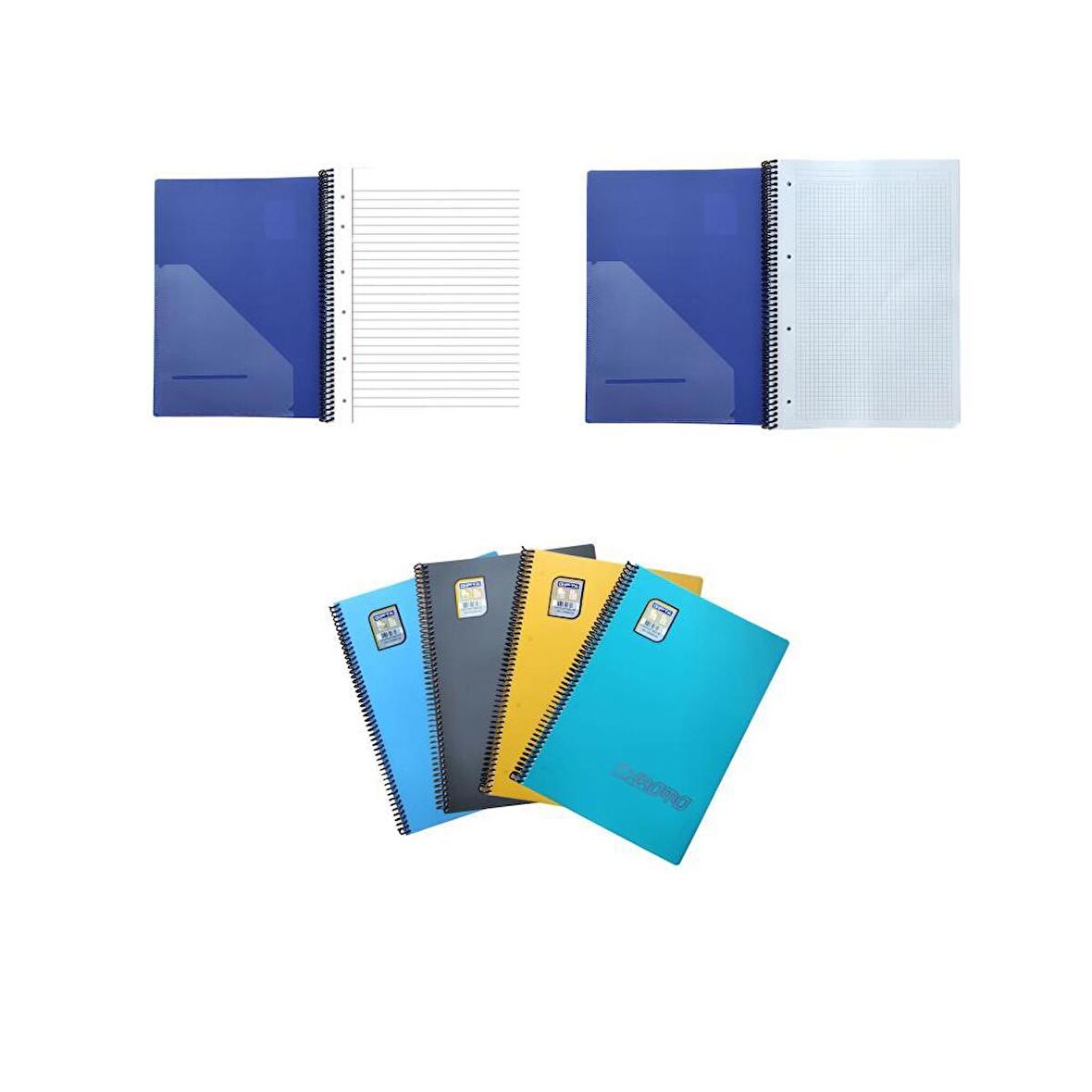 Gıpta Chromo 80 Yp. A4 Spiralli Pp. Kapak Defter 2 Çizgili + 2 Kareli