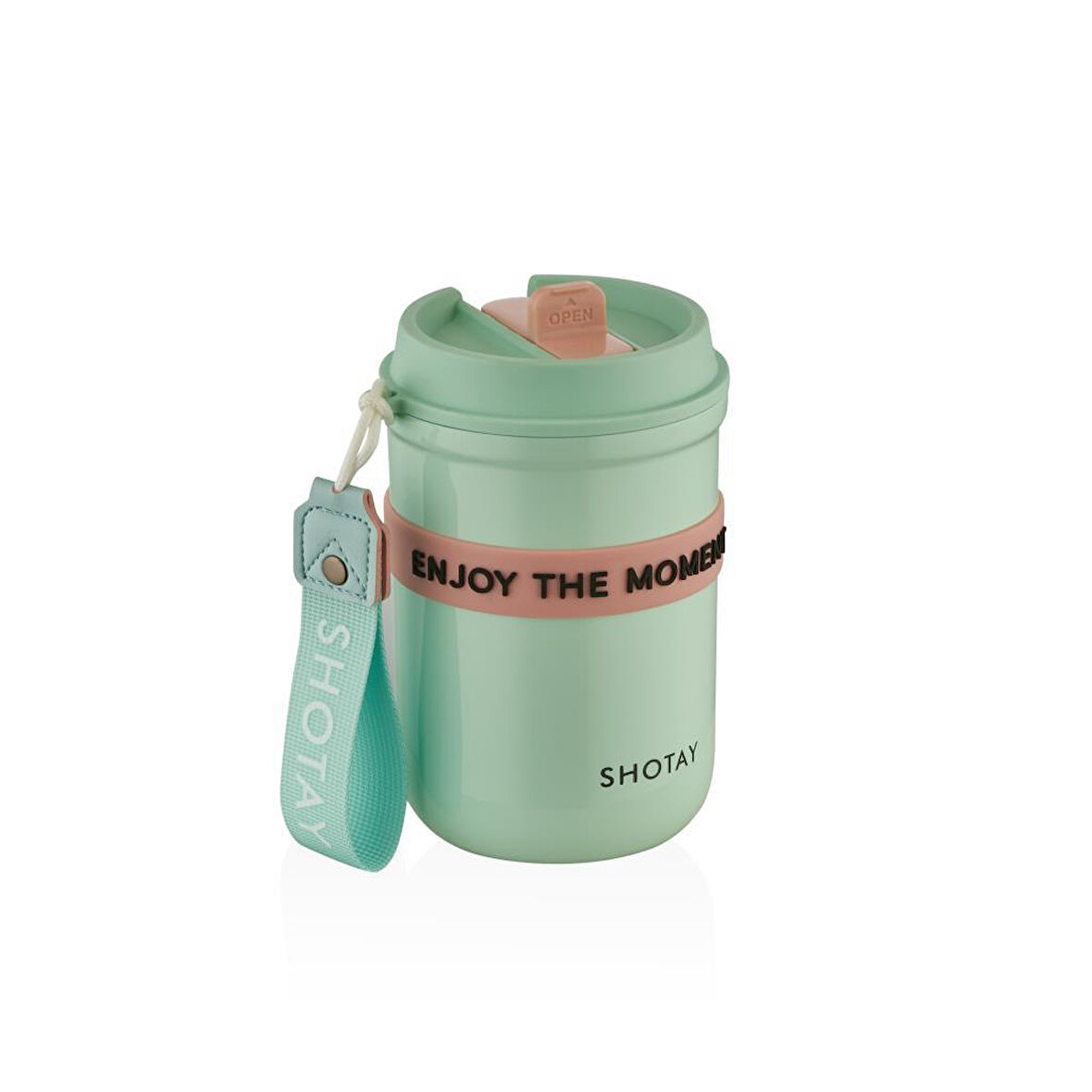 Shotay Strow Coffe Çelik Mug.410 Ml. Yeşil SHT-ST-8136