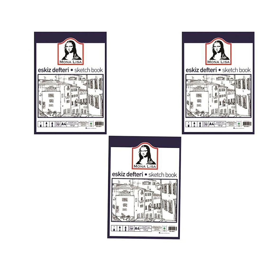 Südor Eskiz Defteri A4 120 G 50 Yp Bn05-4 3'lü