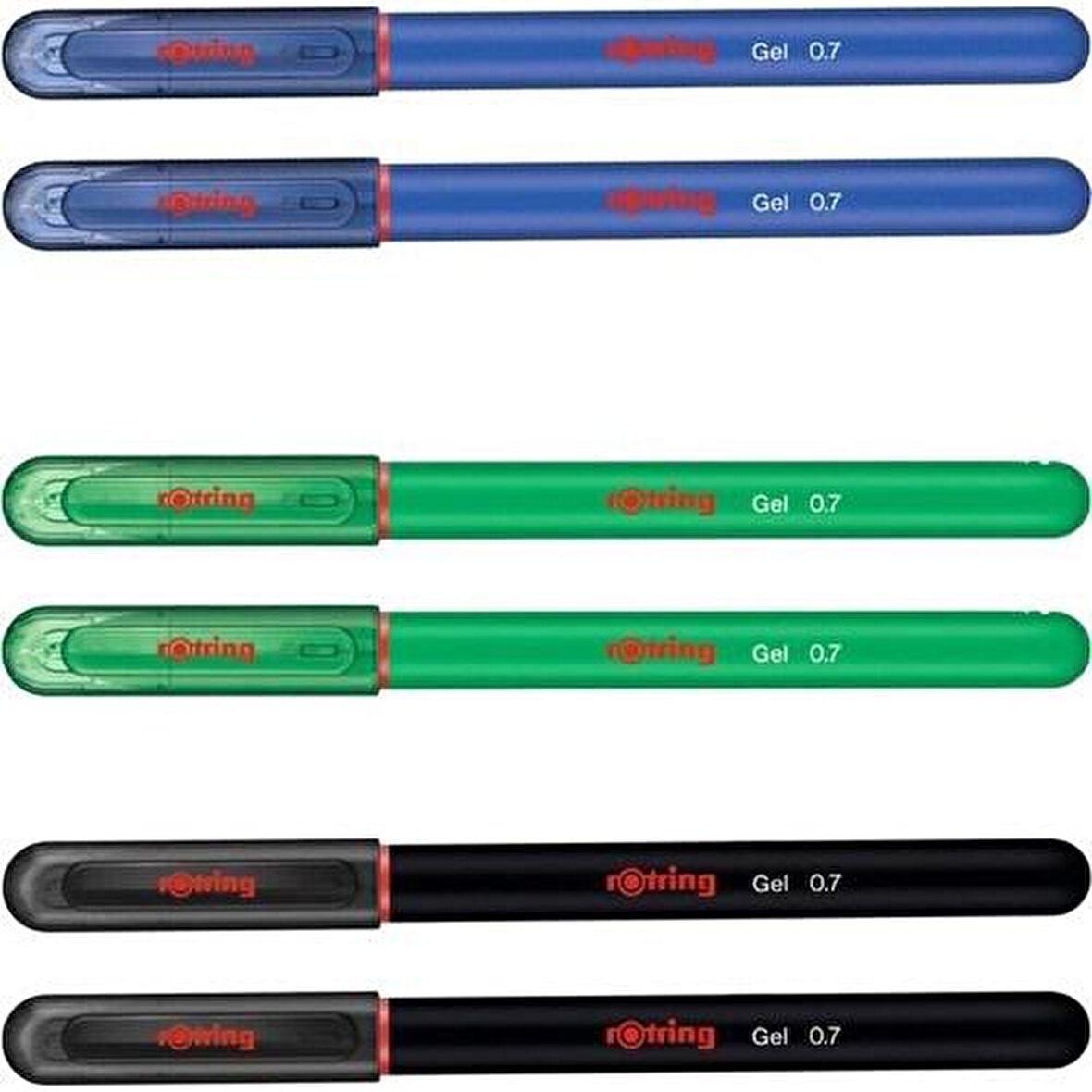 Rotring Jel Mürekkepli Tükenmez Kalem Mavi Yeşil Siyah 6'lı