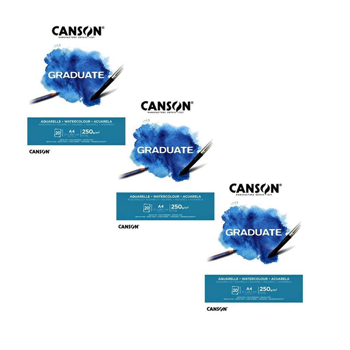 Canson Graduate A4 250 Gr. 20 Yp. Resim Defteri 3'LÜ