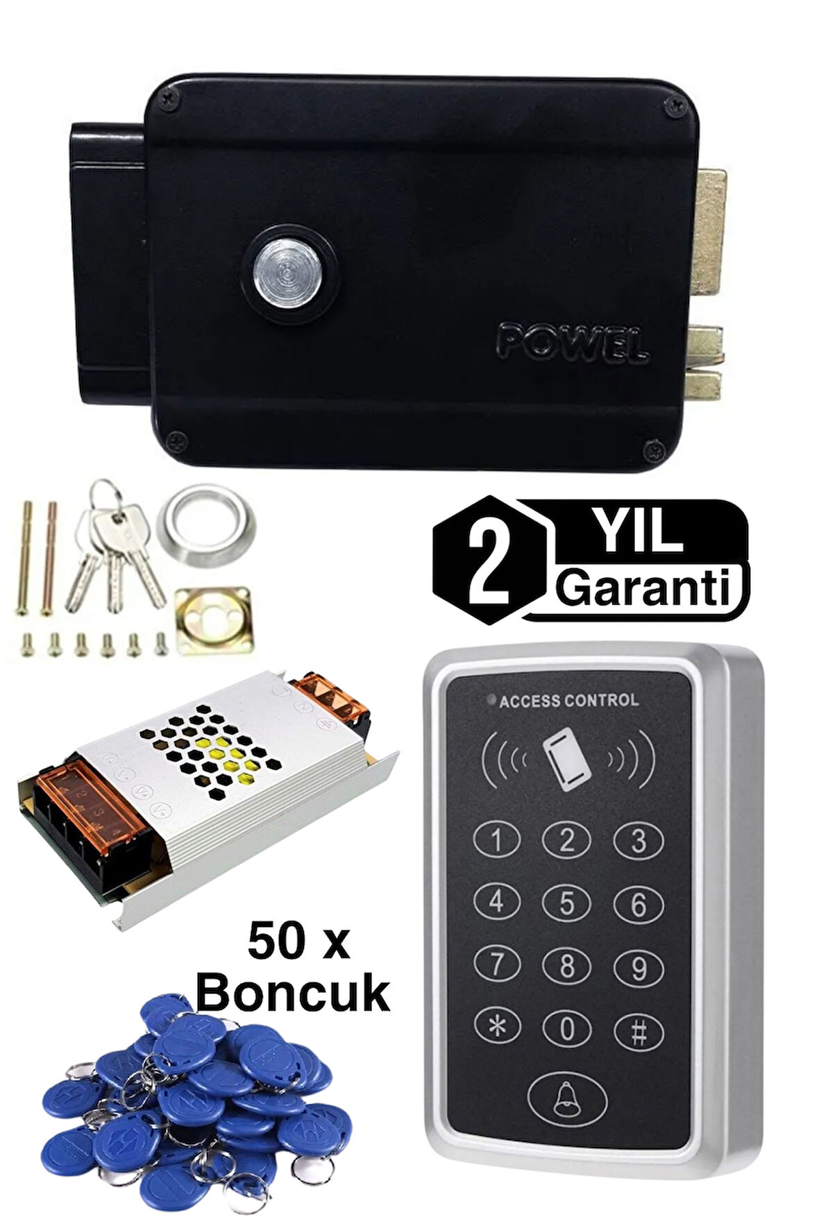 Bina Kapısı Kilidi Rfıd Şifreli Kapı Kilidi Apartman Kapı Otomatiği 50 Adet Proximity Anahtarlık Adaptör
