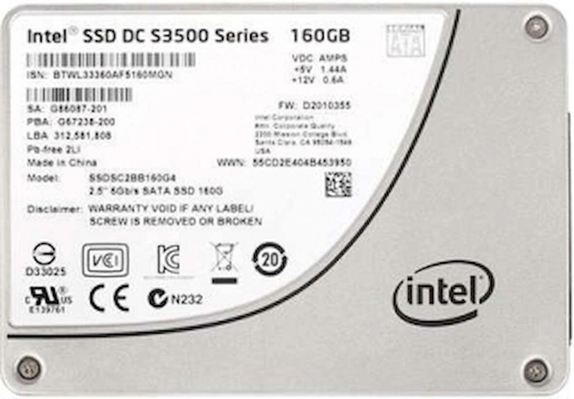 Intel SSDSC2BB160G4 DC S3500 Series 160 GB 2.5" Sata SSD 