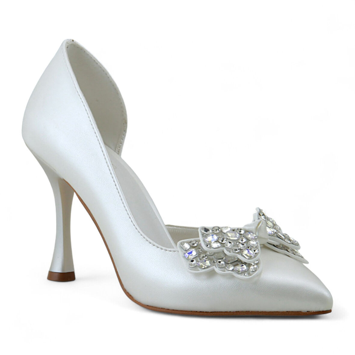 Beety 23 Taşlı Fiyonklu Topuklu Gelin Ayakkabısı