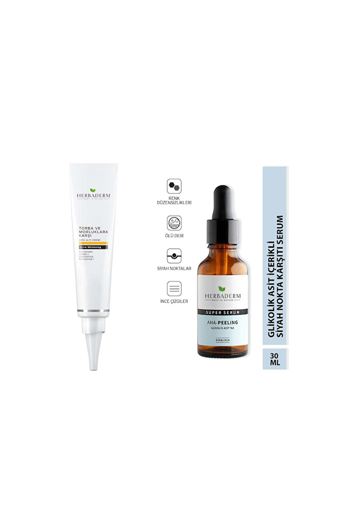 Torba Ve Morluklara Karşı Göz Altı Kremi + Superserum Aha Peeling 30 Ml Glikolik %8