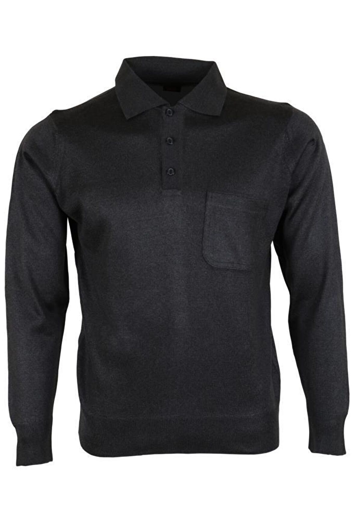 Erkek Füme Kazak Polo Yaka Yünlü Klasik Normal Kesim RAR00646 Füme-L