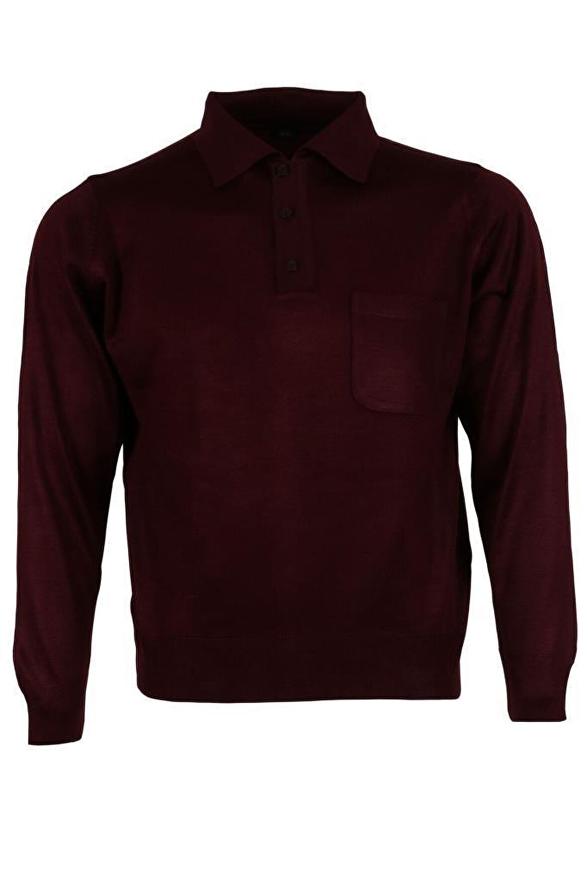 Erkek Bordo Kazak Polo Yaka Yünlü Klasik Normal Kesim RAR00653 Bordo-XL