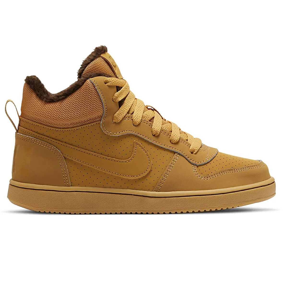 Nike Court Borough Mid Winter Leather Sneaker Hakiki Deri Yün Bilekli Kışlık Unisex Spor Ayakkabı Taba