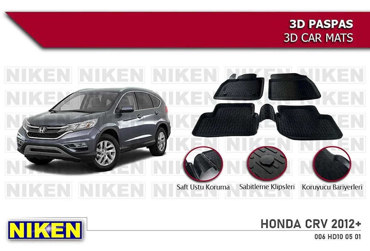 Honda Crv Havuzlu 3D Paspas Niken Siyah 2012-Sonrası