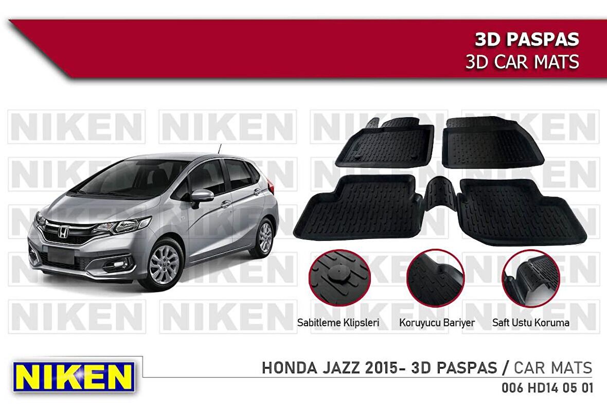 Honda Jazz Havuzlu 3D Paspas Niken Siyah 2015-Sonrası