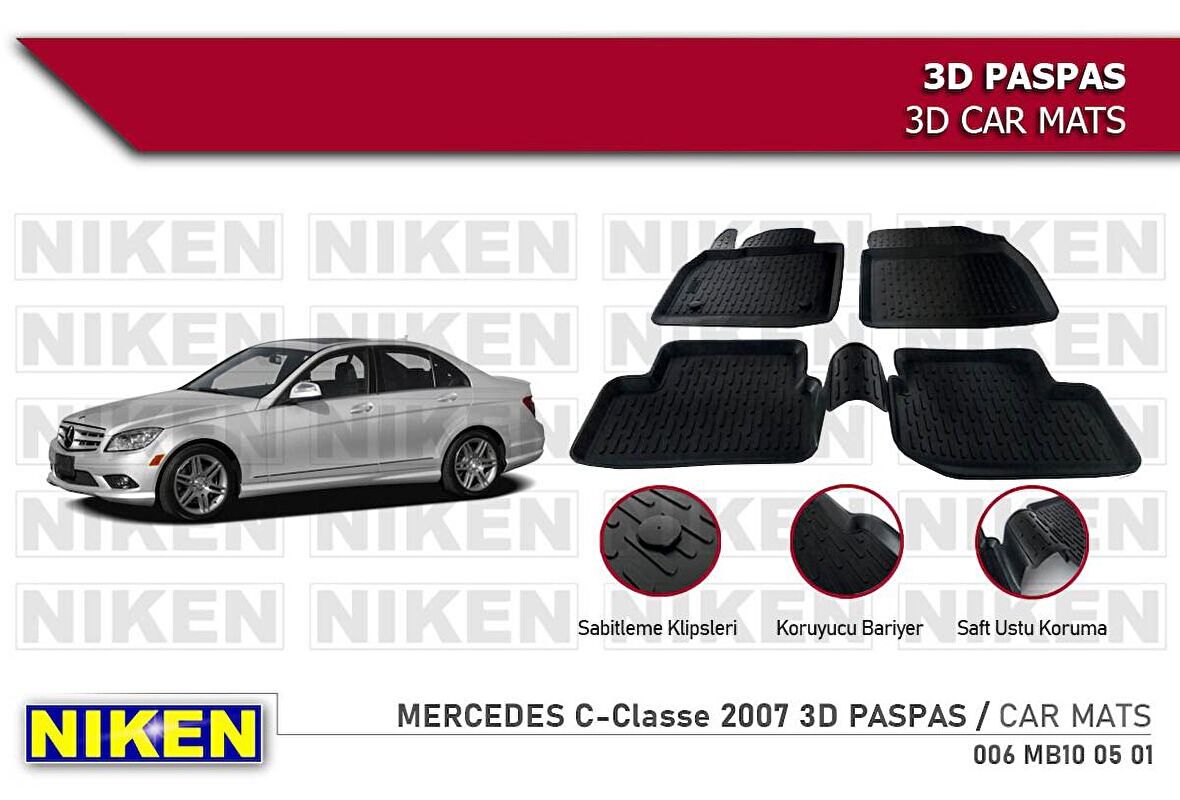 Mercedes E serisi w212 Havuzlu 3D Paspas Niken Siyah 2007 Sonrası