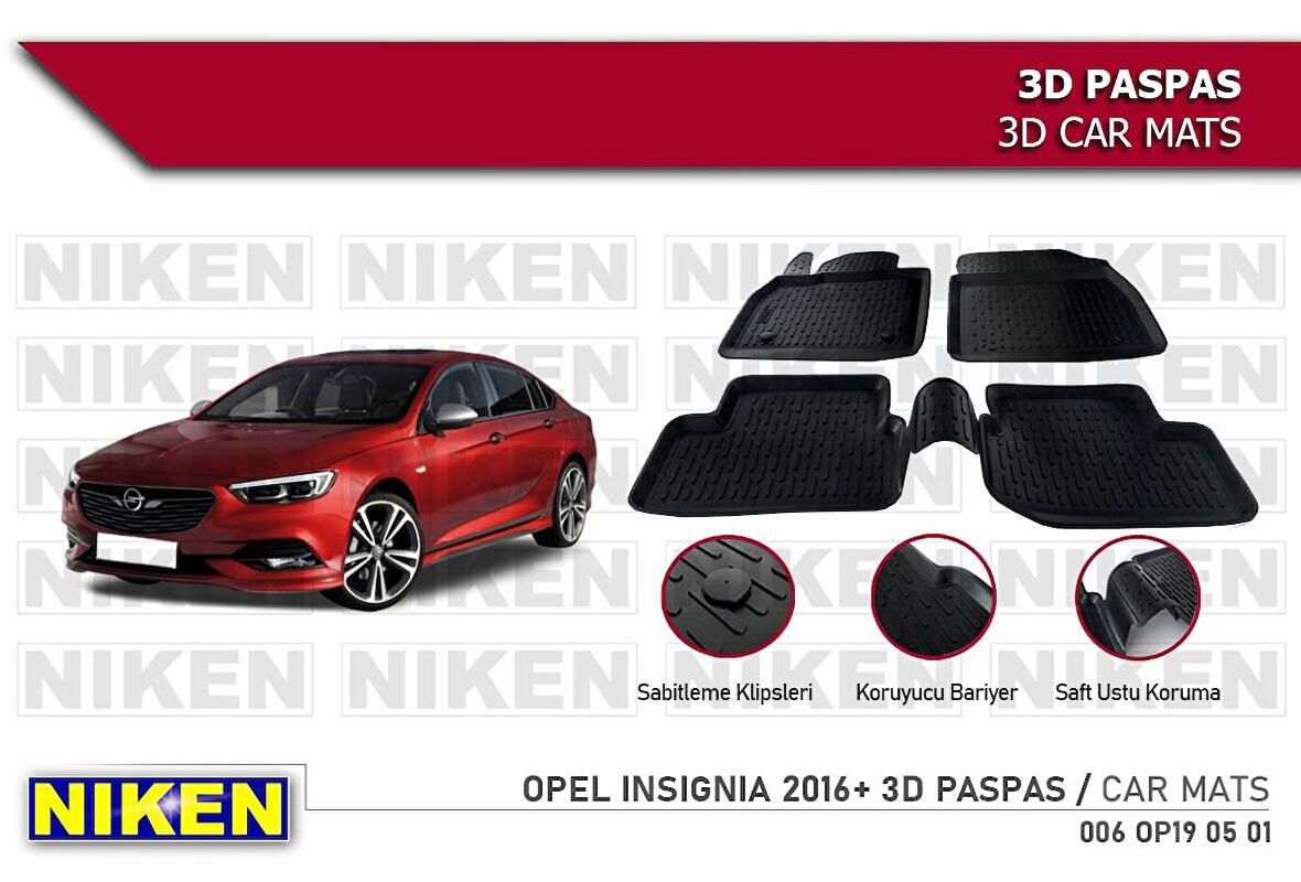 Opel insignia Havuzlu 3D Paspas Niken Siyah 2016+ Sonrası