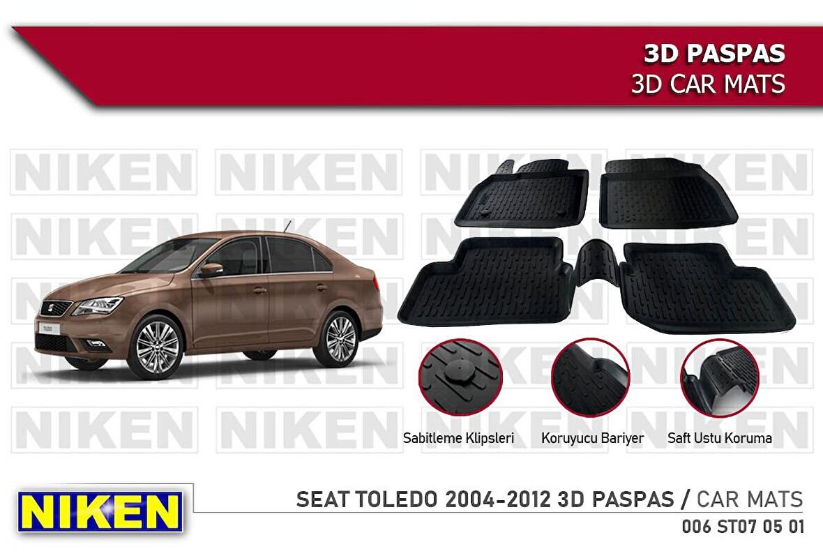 Seat Toledo Havuzlu 3D Paspas Niken Siyah 2004-2012 Arası