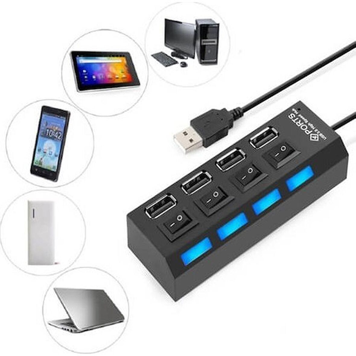 4 Port Usb 2.0 Hub Çoğaltıcı Çoklayıcı Swıtch Anahtarlı