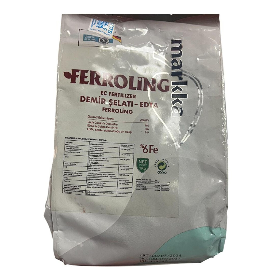 Ferroling %6 EDTA Şelatlı Demir (1 Kg)