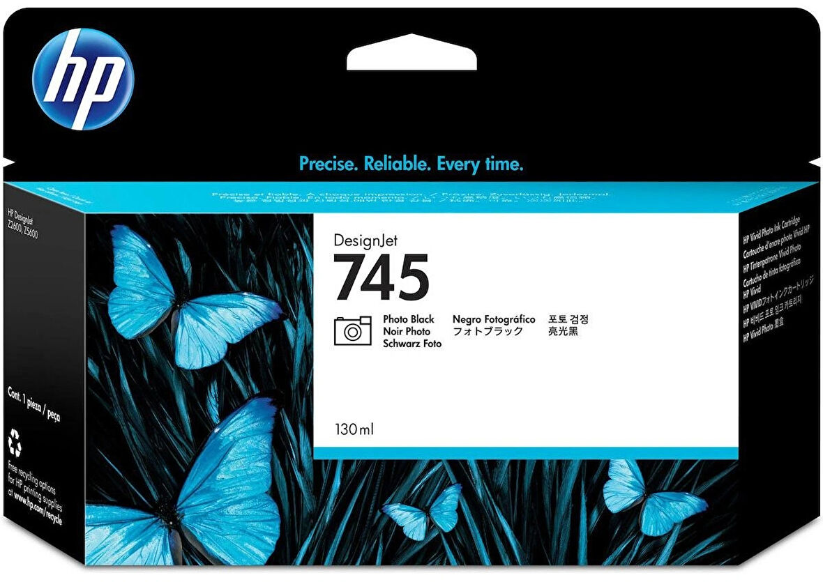 Feyza Bilişim® HP 745 Matt Black 130 ml. Mat Siyah Orijinal Plotter Designjet Mürekkep Kartuşu (F9J99A)