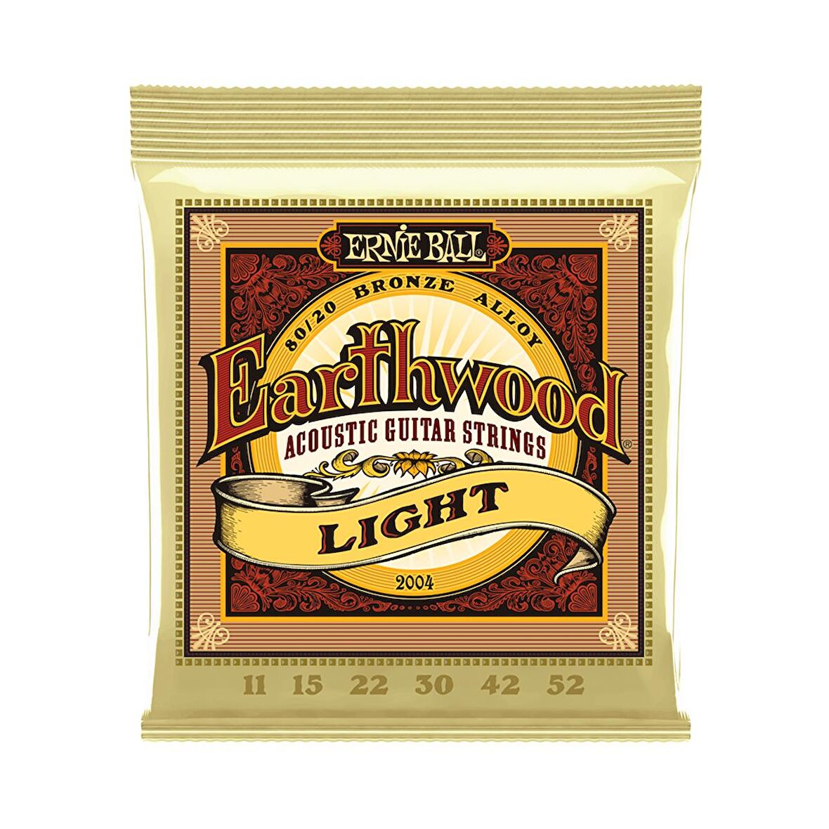 Ernie Ball P02004 Earthwood Light 80/20 Bronze 0.11 - 0.52 Akustik Gitar Teli