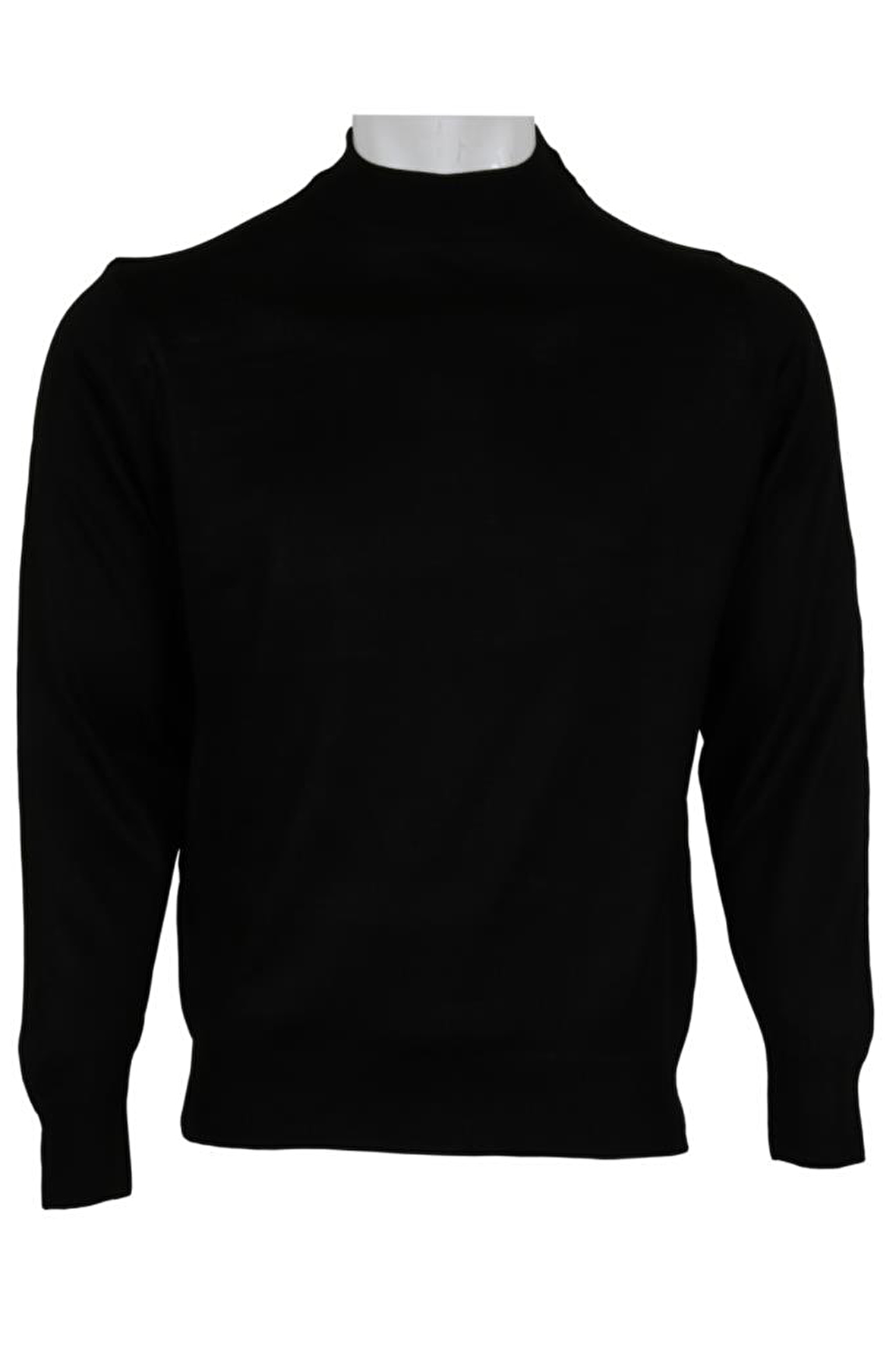 Erkek Siyah Kazak Yarım Balıkçı Yünlü Klasik Normal Kesim RAR00792 Siyah-2XL