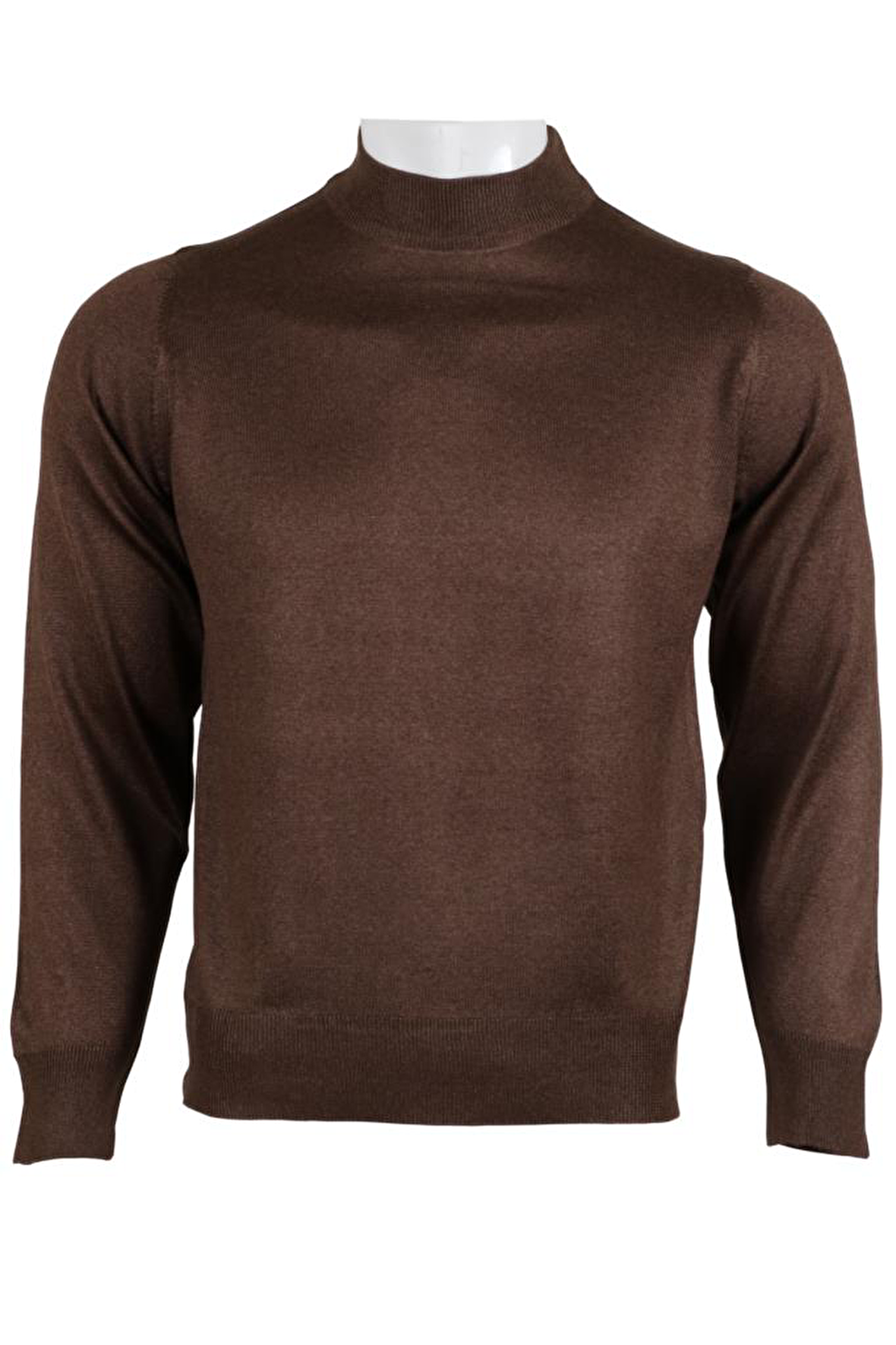 Erkek Kahverengi Kazak Yarım Balıkçı Yünlü Klasik Normal Kesim RAR00799 Kahverengi-3XL