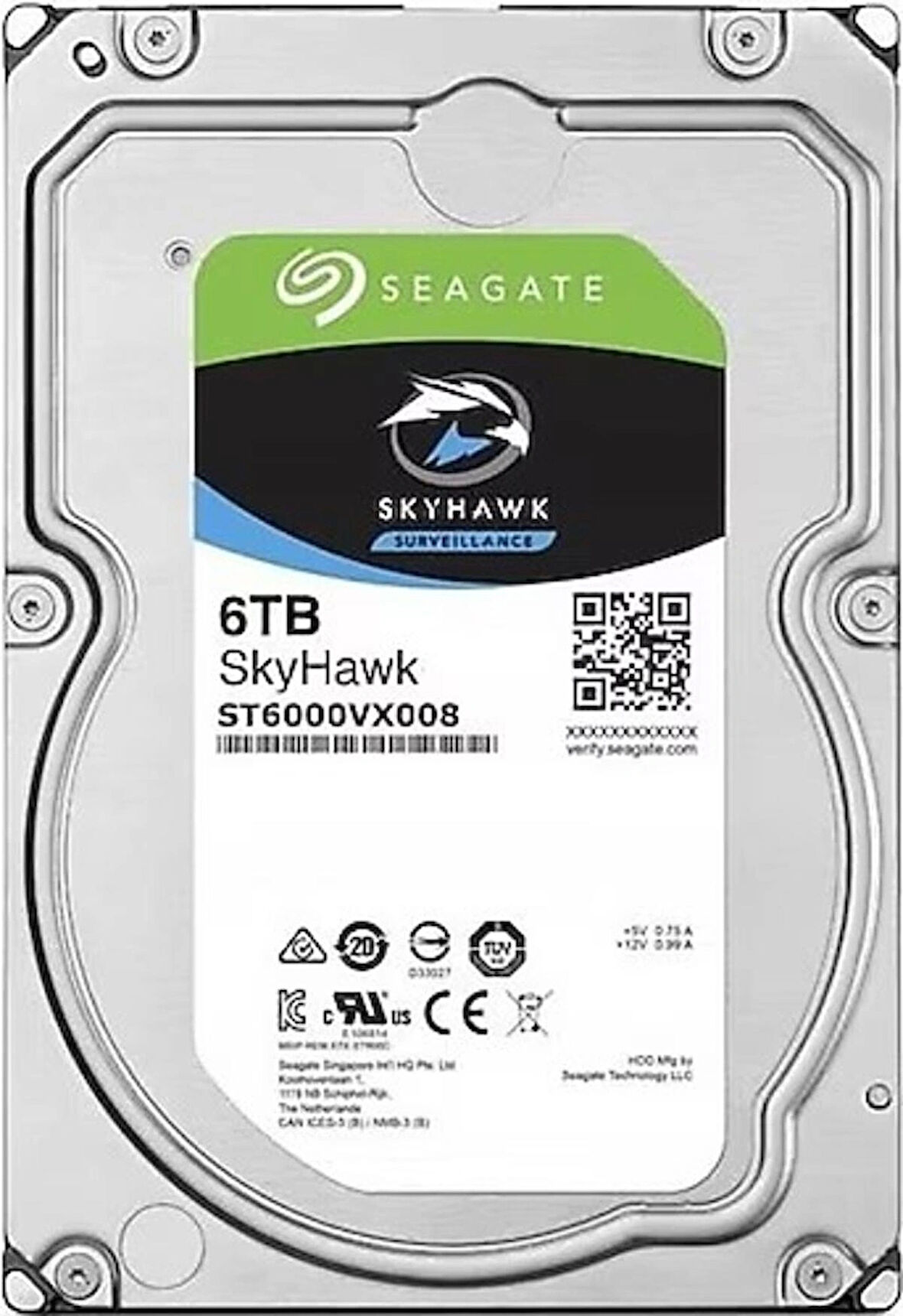 6 TB Seagate SKYHAWK 3.5" 256MB 5900rpm Sata3 (ST6000VX008) 7/24 Güvenlik Disk