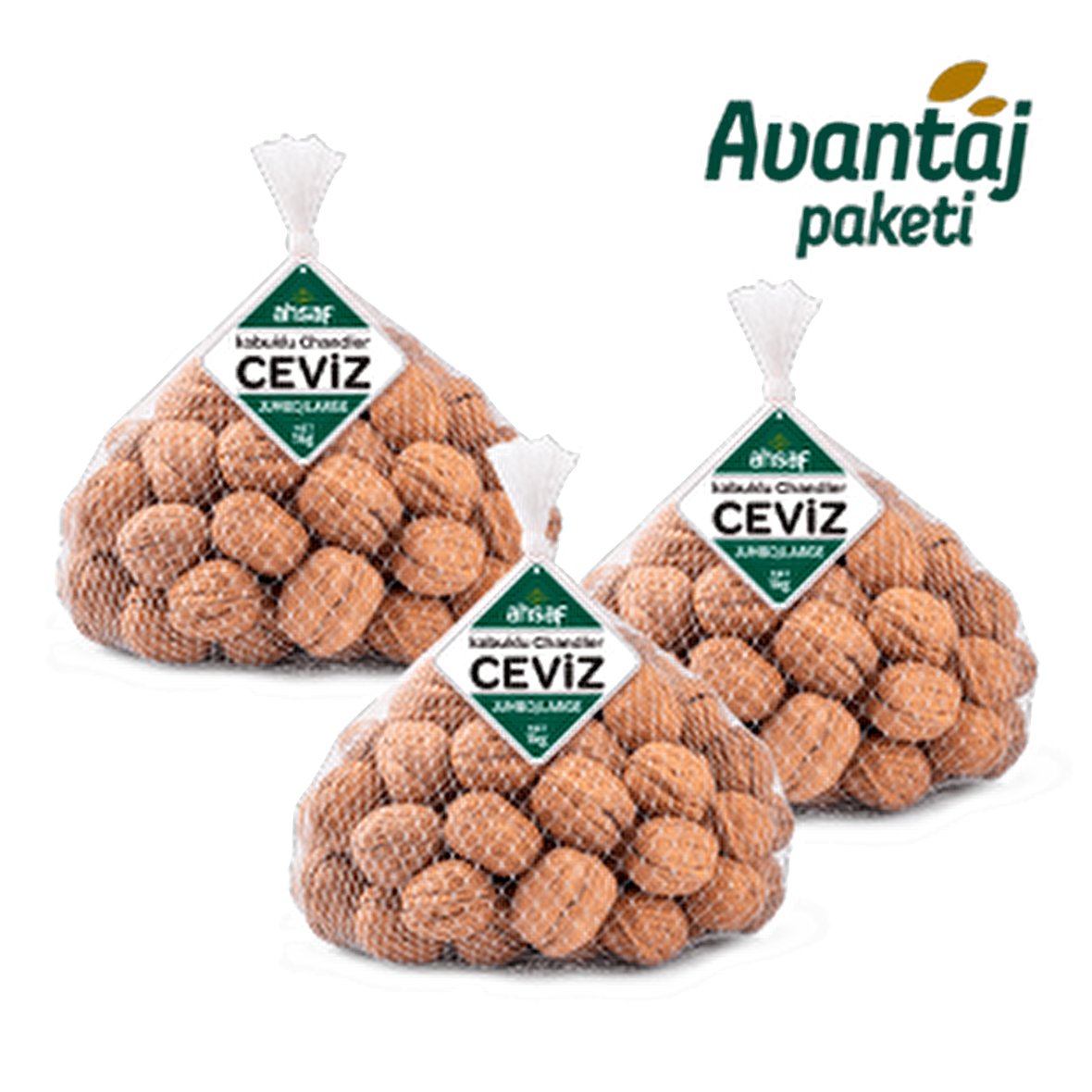 Ahsaf Kabuklu Chandler Yerli Ceviz (Jumbo/Large) 1 Kg File (3'lü Ekonomik Paket)