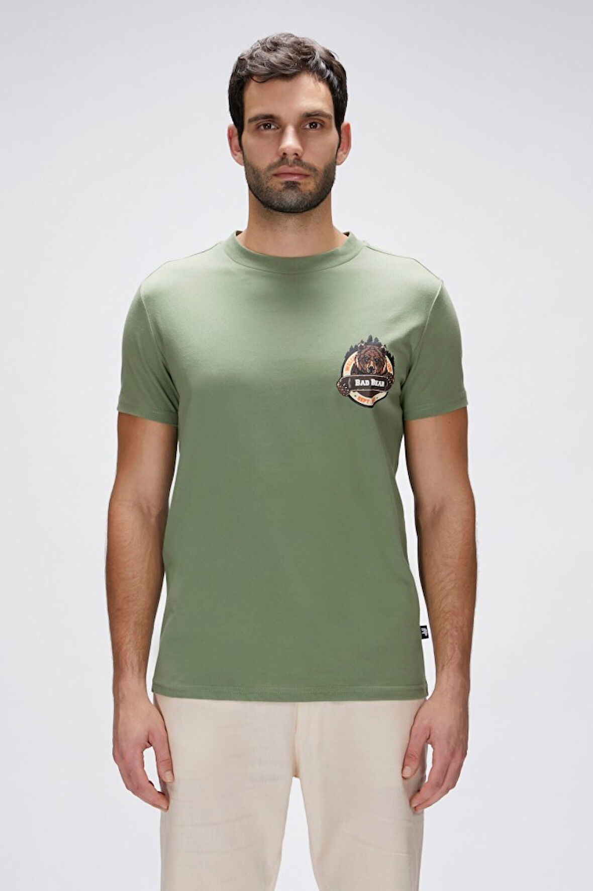 Flint Yeşil Erkek Baskılı Tişört Erkek Tişört 25.01.07.038-THYME