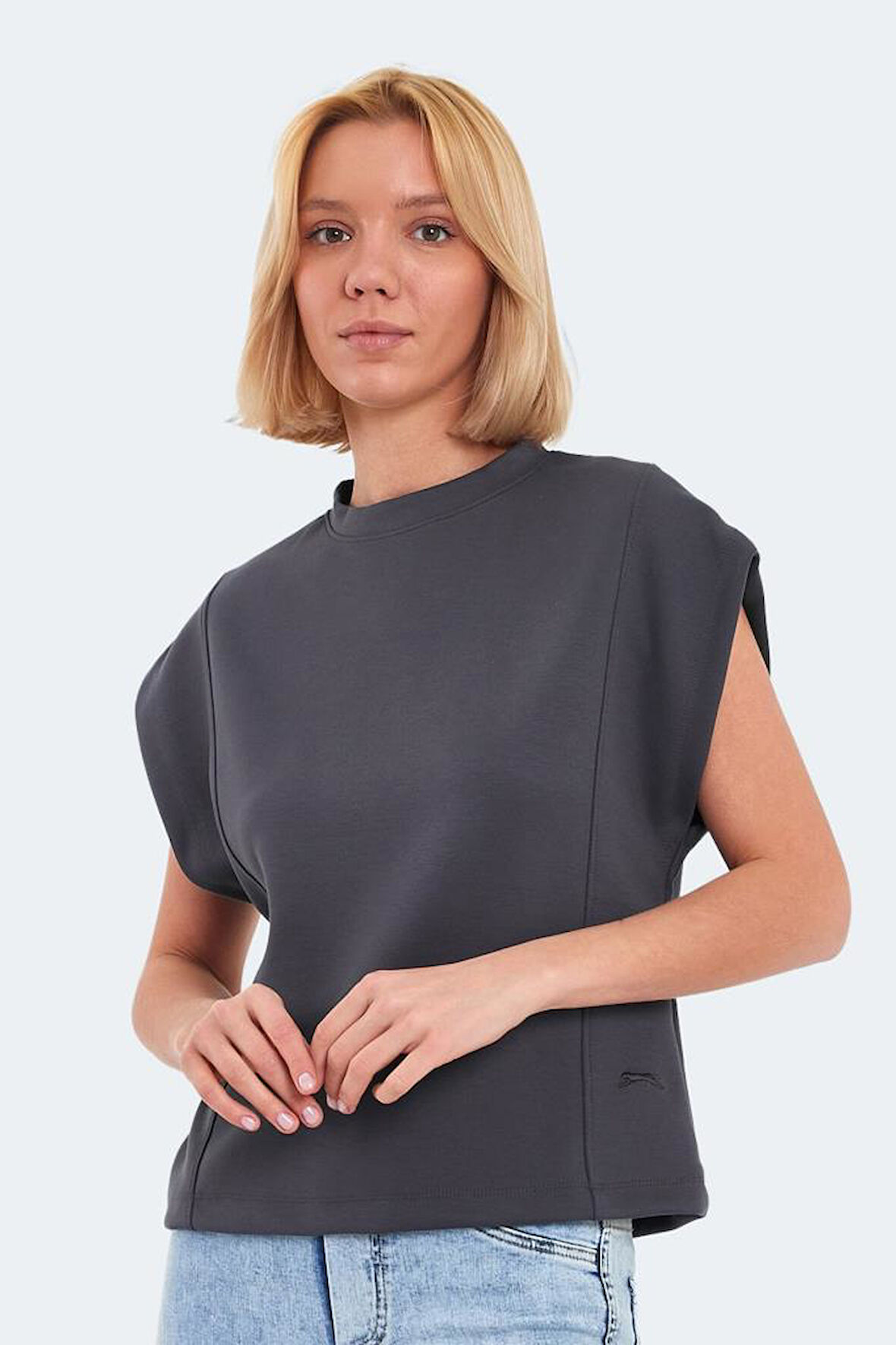 VINCENZA Kadın Tişört Koyu Gri ST14TK021-230