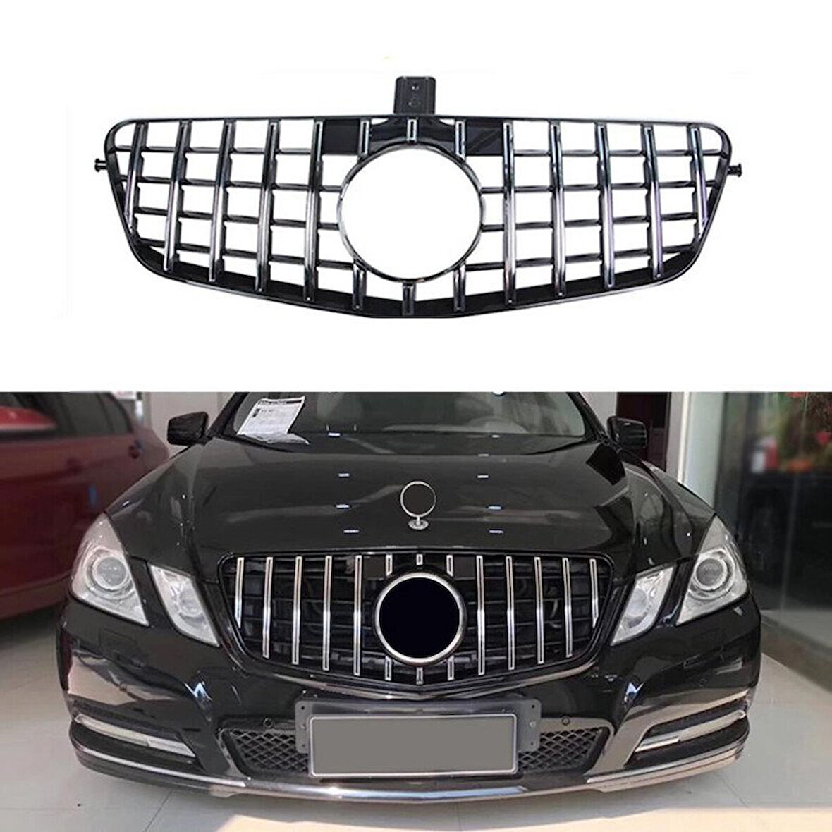 Mercedes w212 gtr ön panjur ızgara seti Krom-Siyah 2013-2016 arası