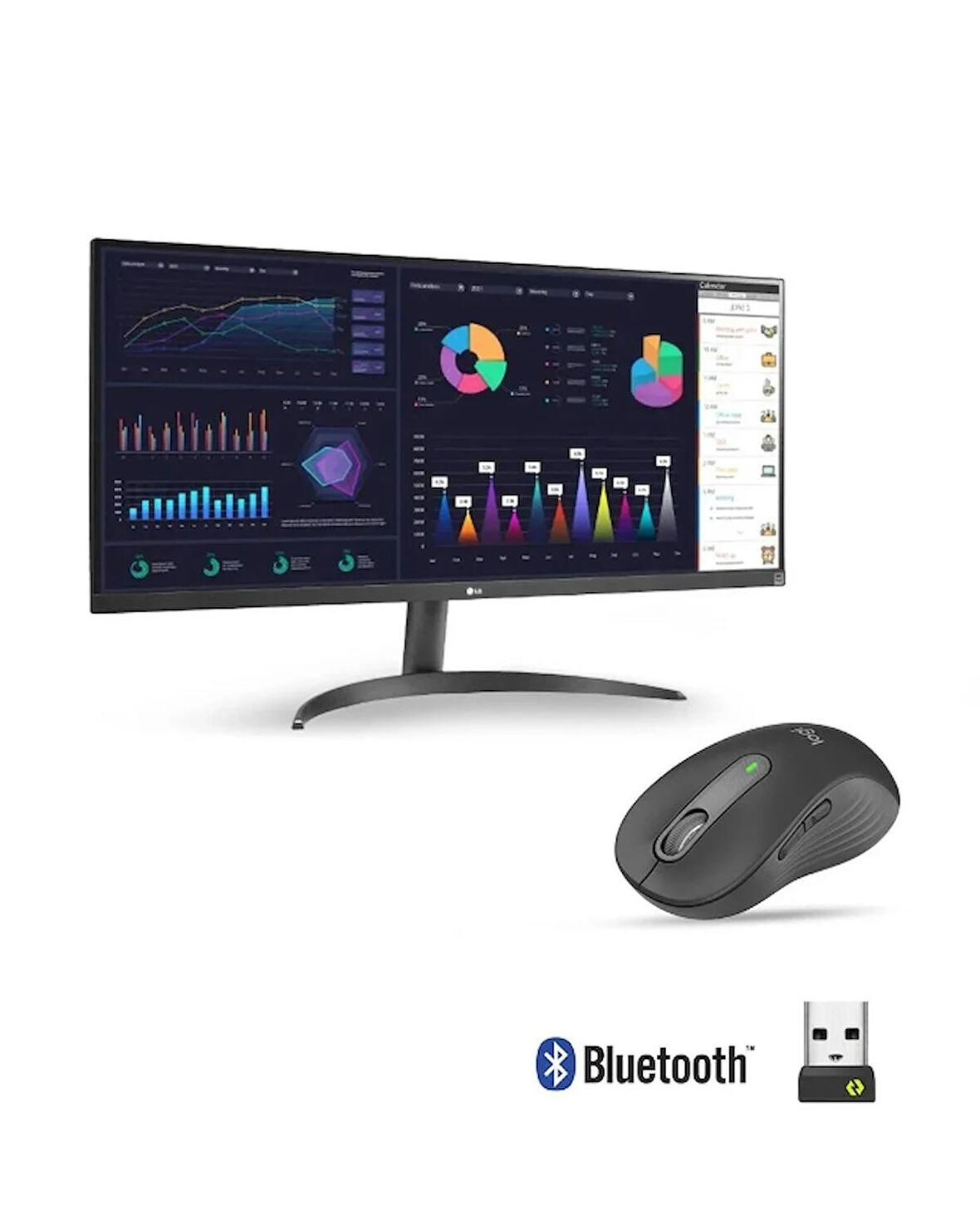 LG 34WQ500-B 34'' 100Hz Freesync IPS Monitör + Logitech M650 L Büyük Boy Kablosuz Mouse