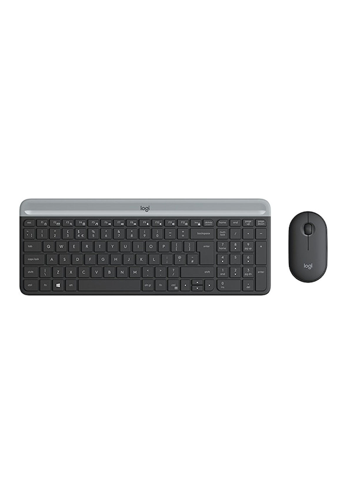 Logitech MK470 Kablosuz İnce İngilizce Q Klavye + Mouse Seti Siyah