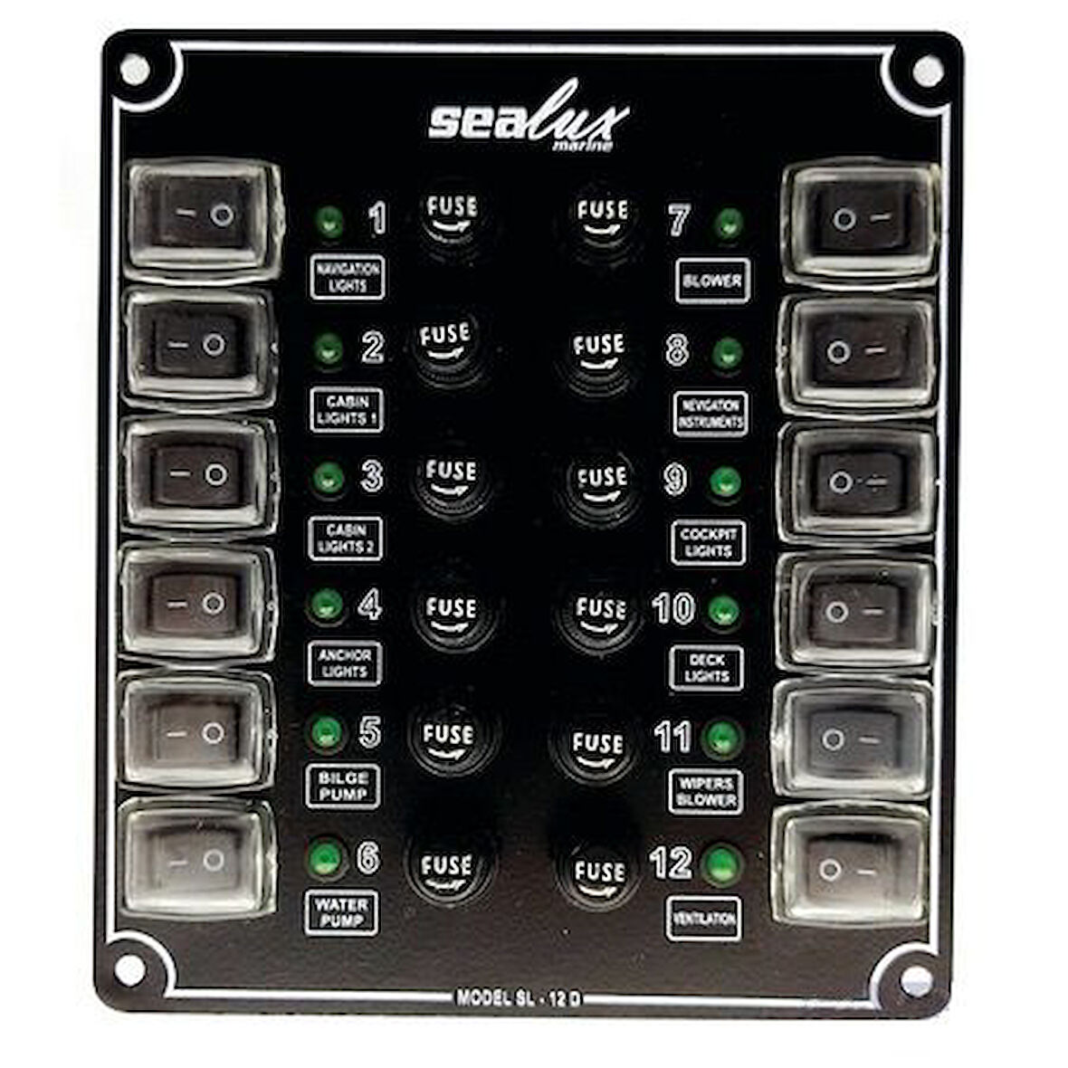 12 ANAHTARLI İZOLELİ KÜÇÜK EBATLI SWITCH PANEL / TEKNE ve KARAVAN SİGORTA PANELİ / ELEKTRİK KUMANDA PANELİ