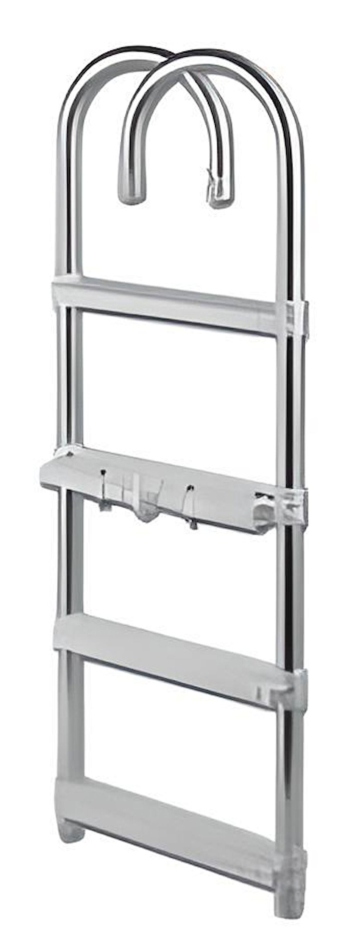 TEKNE MERDİVENİ ALÜMİNYUM 4 BASAMAK KATLANIR PASLANMAZ 105cm