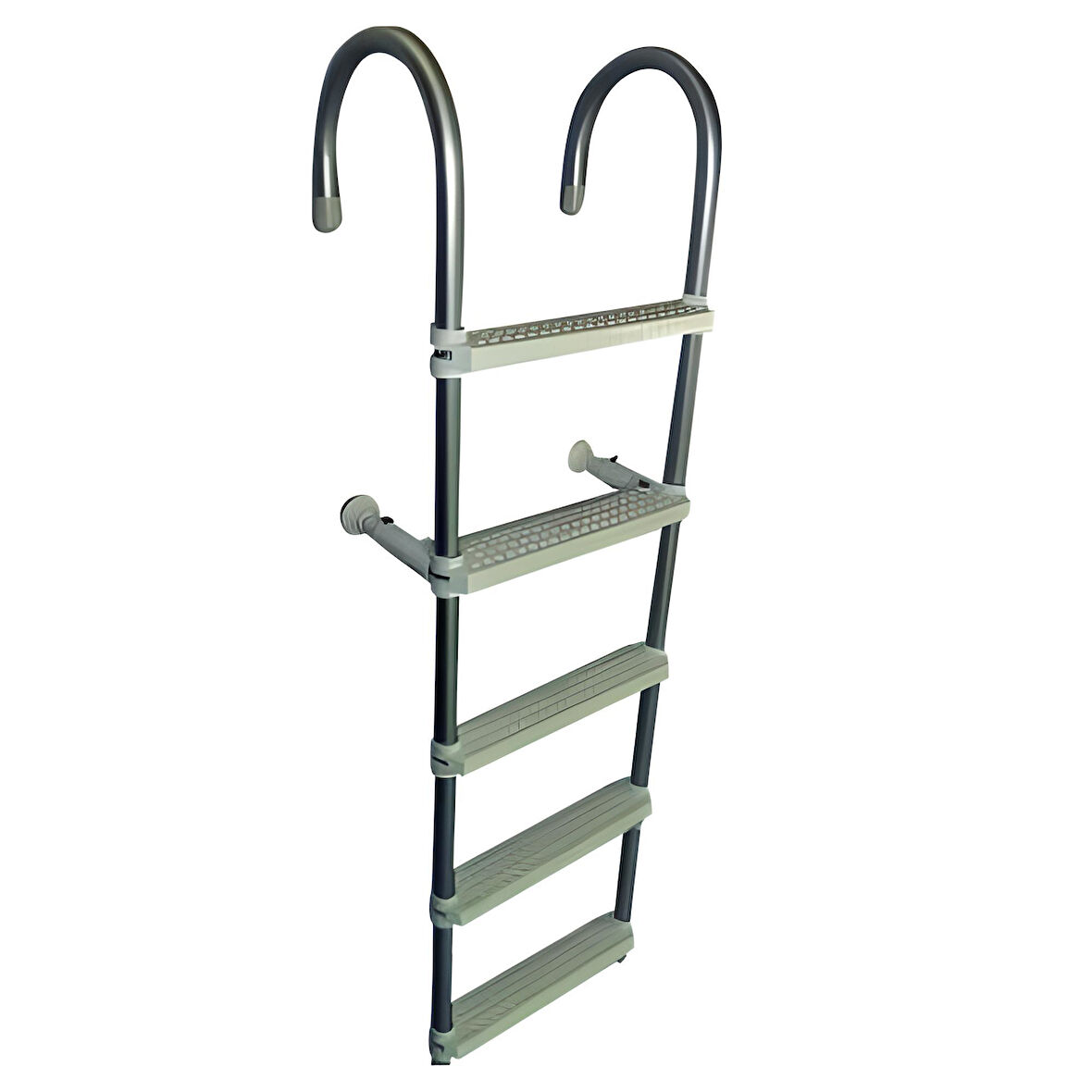 TEKNE MERDİVENİ ALÜMİNYUM 5 BASAMAK KATLANIR 1PASLANMAZ 15cm