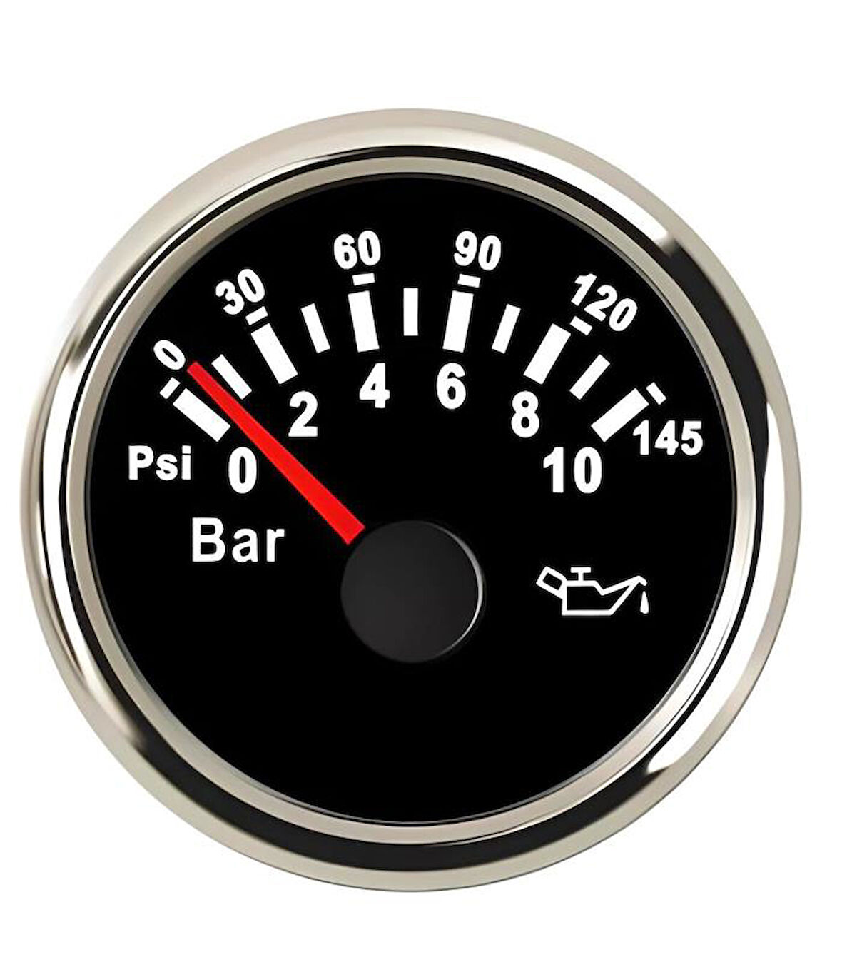 YAĞ BASINÇ GÖSTERGESİ 10 BAR SİYAH ÇAP 52mm 12/24v TEKNE YAT