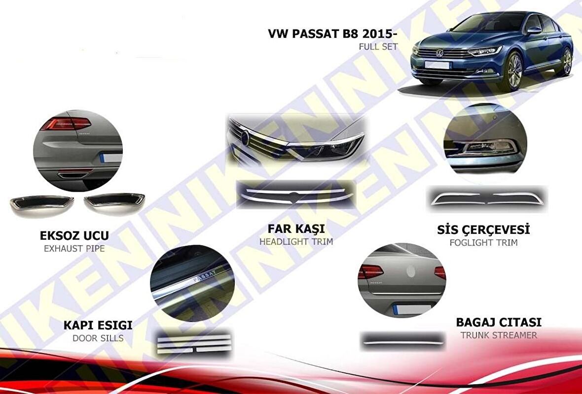 Vw passat b8 full krom set 2015 sonrası Niken