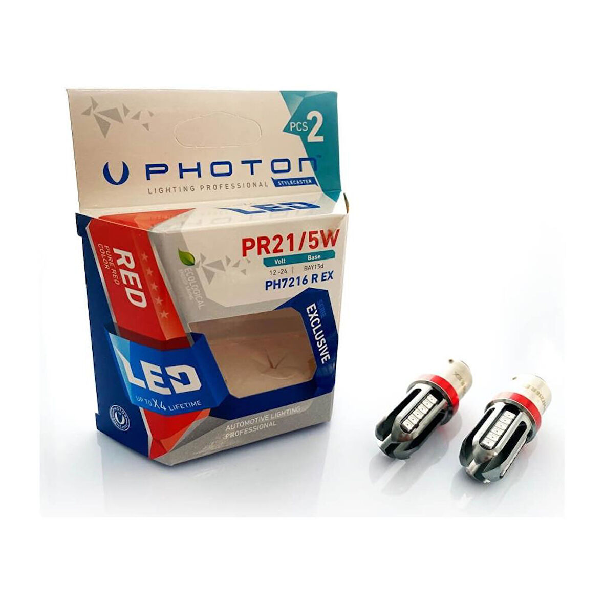 P21/5W Çift Duy Kırmızı LED Stop Oto Ampul PH7216REX