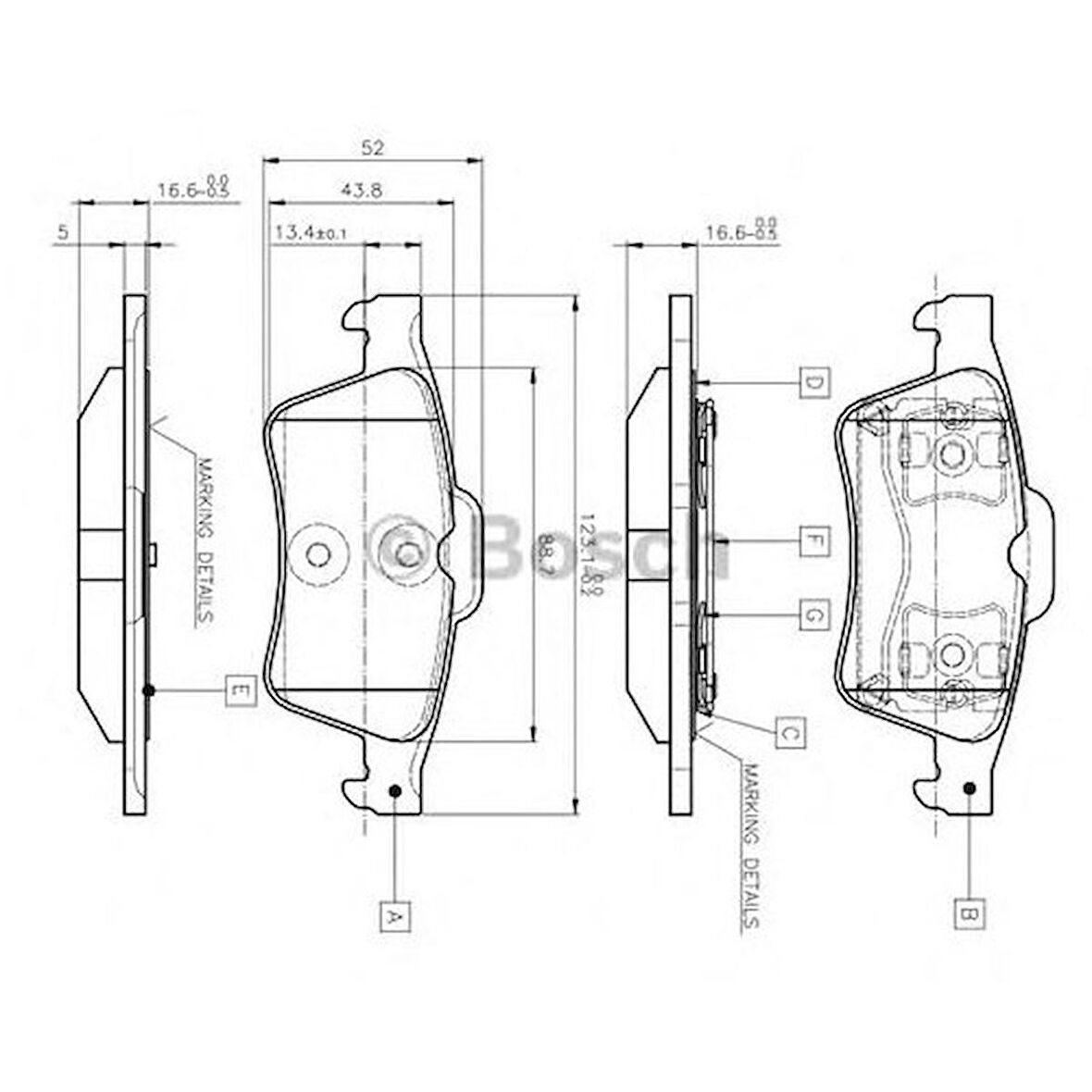 Bosch 0986Tb2410 Arka Balata Lgn Iı 01>Vectra C 03>Focus Iı 05> Connec 06>Cmax06>Prımera 02>