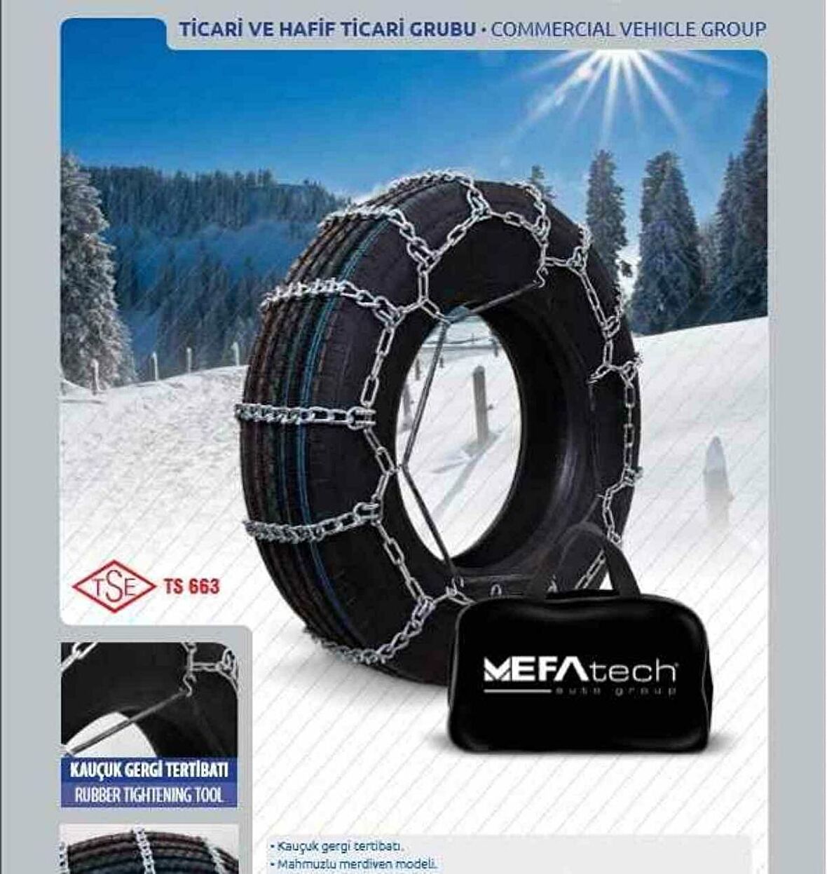 550x15 Ebatlarına Uyumlu Serme Kar Patinaj Zinciri Mefatech