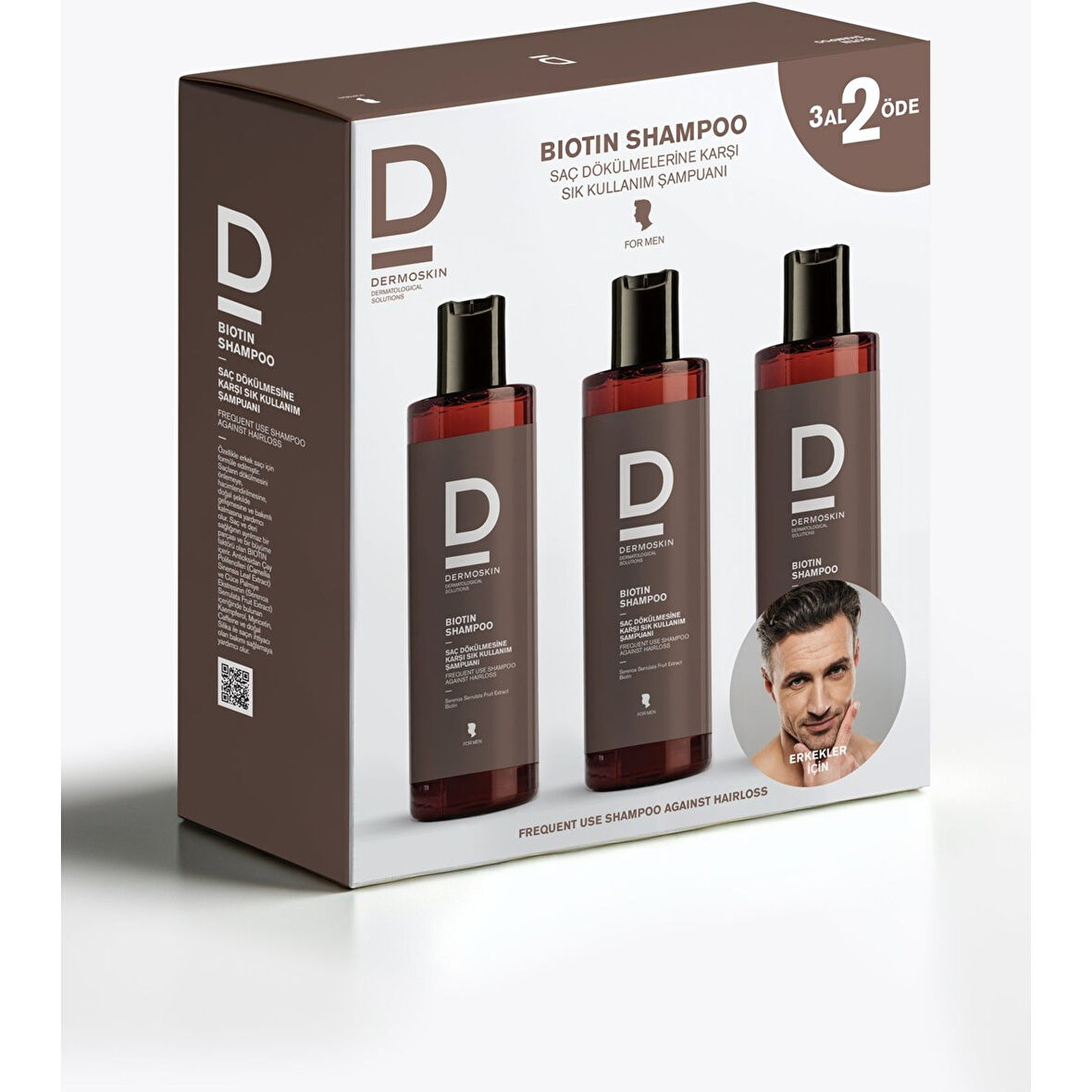 Biotin Shampoo (Erkek) 200 ml | 3 Al 2 Öde Paketi - Dezenfektan Hediyeli - %72 Alkol