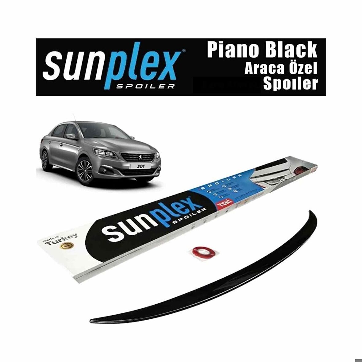 Peugeot 301 Spoiler Piano Black 2012-2021 arası modellere uyumlu Sunplex