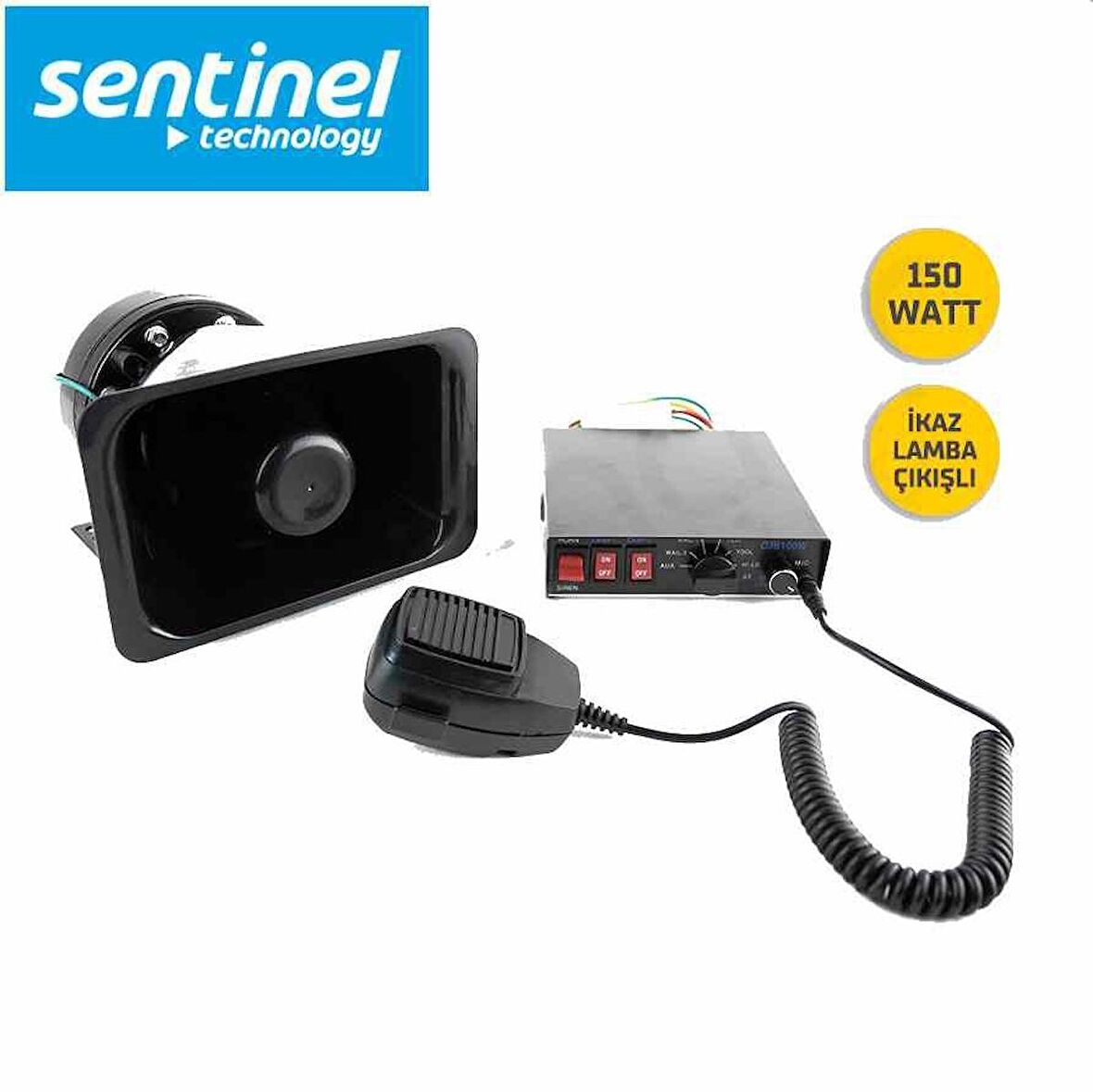 Profesyonel Siren 12V 150W Konuşmalı Sentinel