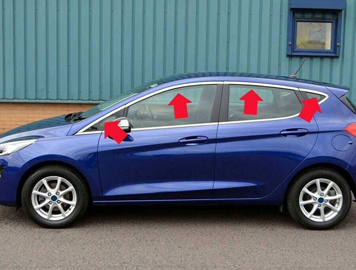 Ford Fiesta 7 HB Krom Üst Cam Çerçevesi 8 Parça 2017 ve Sonrası