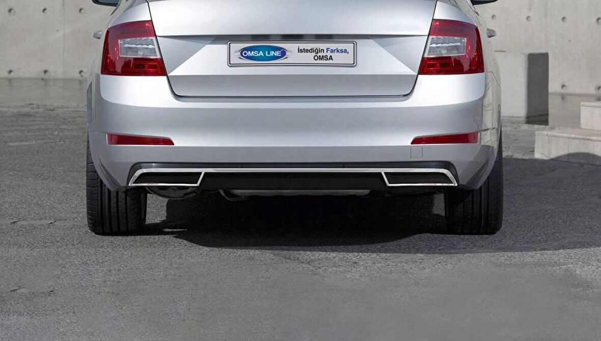 Skoda Octavia A7 Krom Egzoz Ucu Arka Difüzör 3 Parça 2013 ve Sonrası